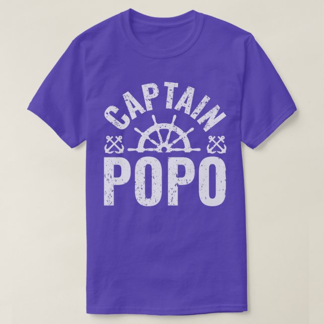 Mens Captain Popo Boat Owner Lake Boating Father's T Shirt (Design framsida)