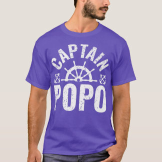 Mens Captain Popo Boat Owner Lake Boating Father's T Shirt