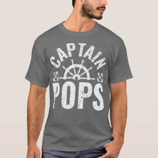 Mens Captain Pops Boat Owner Lake Boating Father's T Shirt