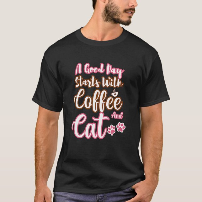 Mens  Cat Coffee  Cute Cat Coffee Cool Cat Coffee T Shirt (Framsida)