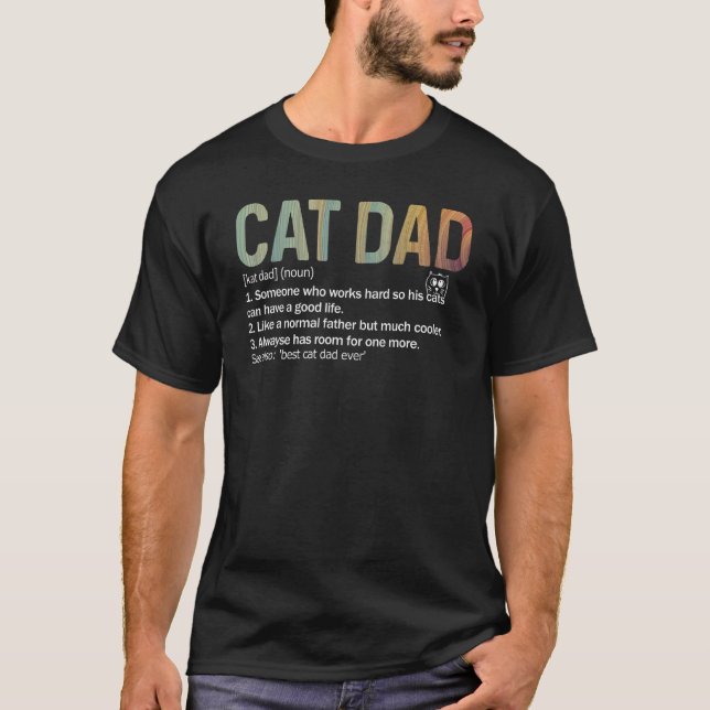 Mens Cat Dad Dad Definition Som Normal Pappa Endas T Shirt (Framsida)
