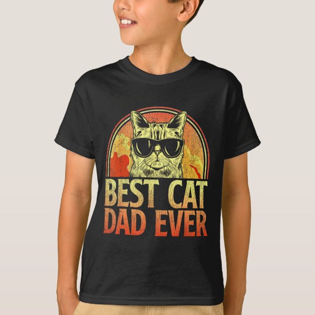 Mens Cat Dad Ever Funny Cat Dad Shirt Father's Day T Shirt (Framsida)