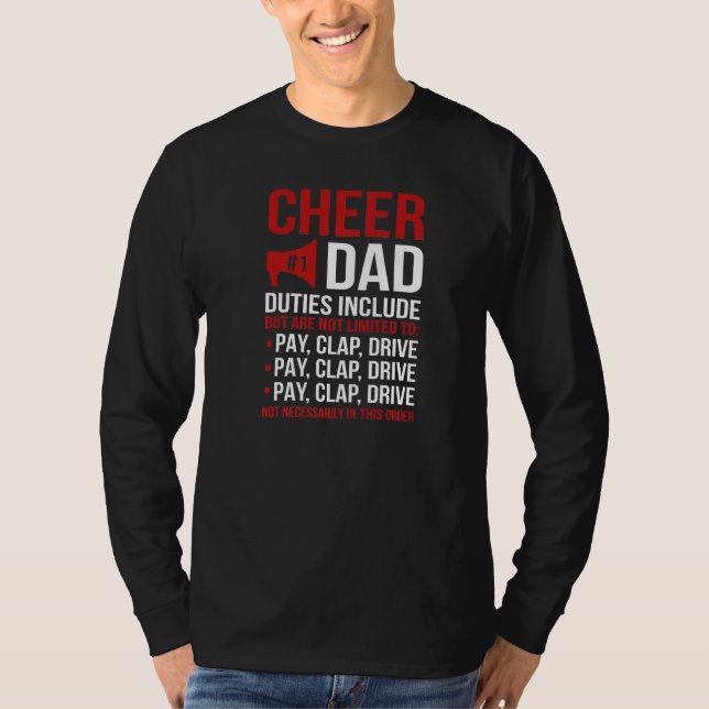 Mens Cheer Dad Duties Cheerleader Father Cheerlead T Shirt (Framsida)
