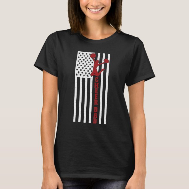 Mens Cheer Dad US Flag Cheerleading Father Of A Ch T Shirt (Framsida)