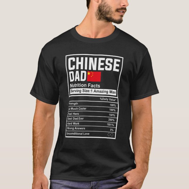 Mens Chinese Dad Nutrition Facts Father's Day Nati T Shirt (Framsida)