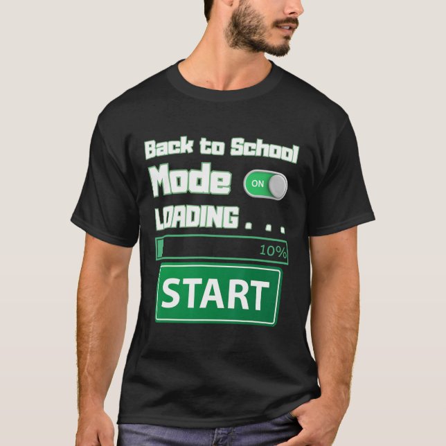 Mens Ck To School Mode Loading – Gamer Style Humor T Shirt (Framsida)