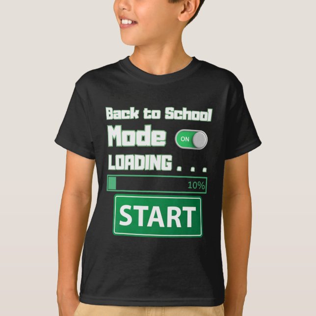 Mens Ck To School Mode Loading – Gamer Style Humor T Shirt (Framsida)
