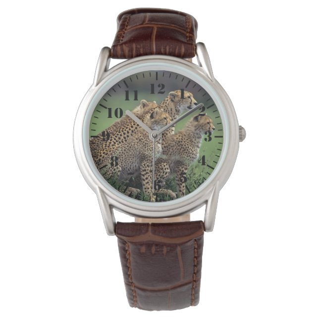 Mens Classic Watch/Wildlife Cheetah's Armbandsur (Framsida)