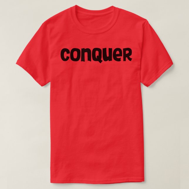 Mens CONQUER Gym Fitness Workout Bodybuilding Moti T Shirt (Design framsida)