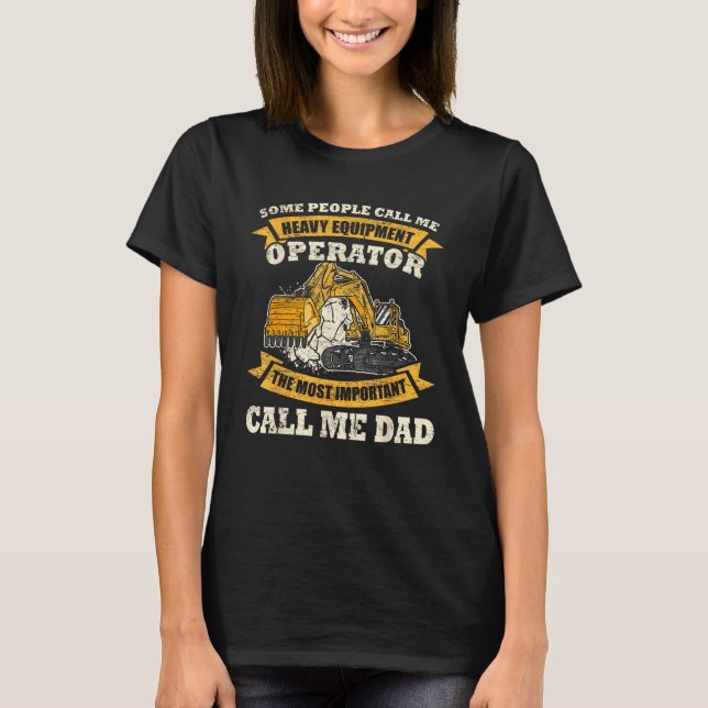 Mens Construction Worker Heavy Equipment Excavator T Shirt (Framsida)
