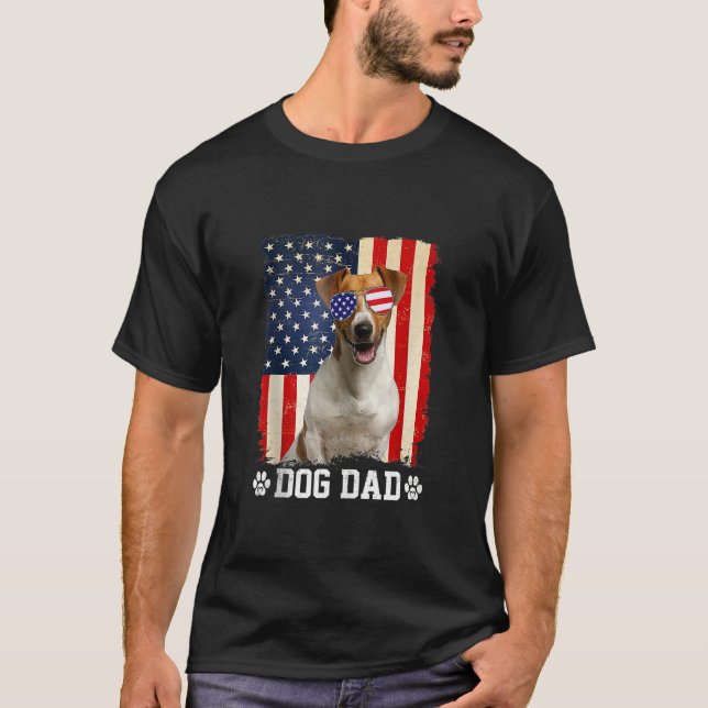 Mens Cool Jack Russell Terrier Dog Dad American Fl T Shirt (Framsida)