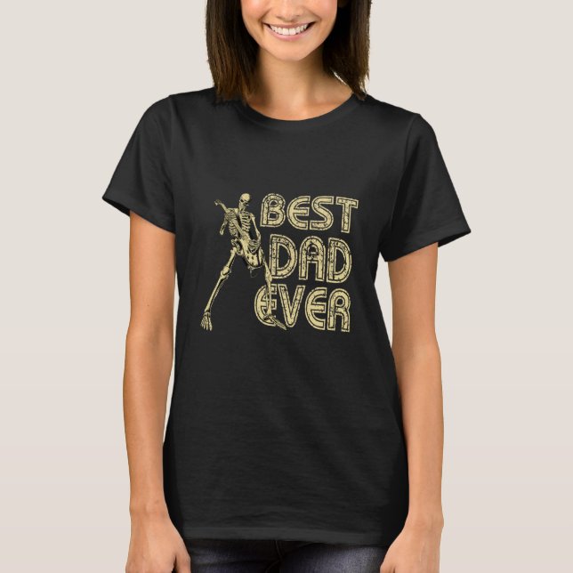 Mens Cool skelett spelar elgitarrspelare  T Shirt (Framsida)