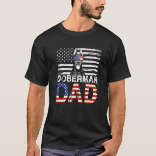 Mens Coola Doberman Pappa Usa Flagga Patriotiska F T Shirt