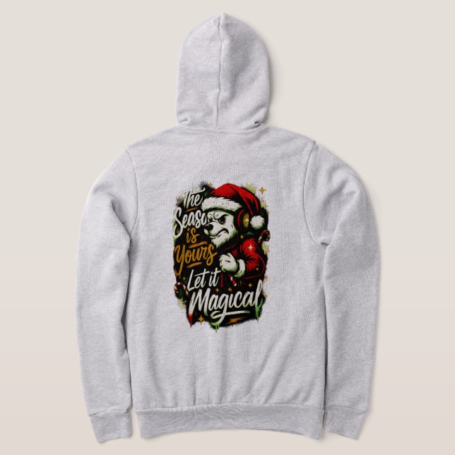 Men's Cozy Christmas Bear DJ Holiday Hoodie T Shirt (Laydown Baksida)