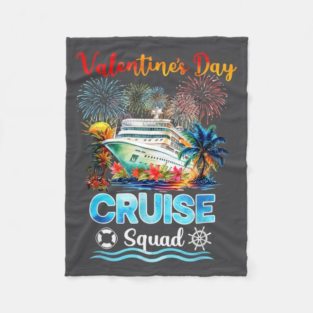 Mens Cruise Squad Valentine's Day Vacation Travel  Fleecefilt (Framsidan)