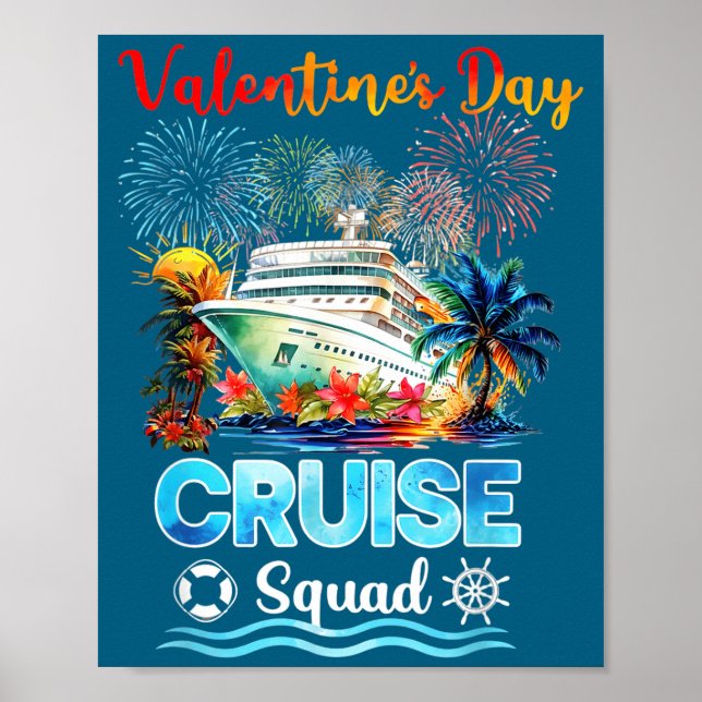 Mens Cruise Squad Valentine's Day Vacation Travel  Poster (Framsidan)