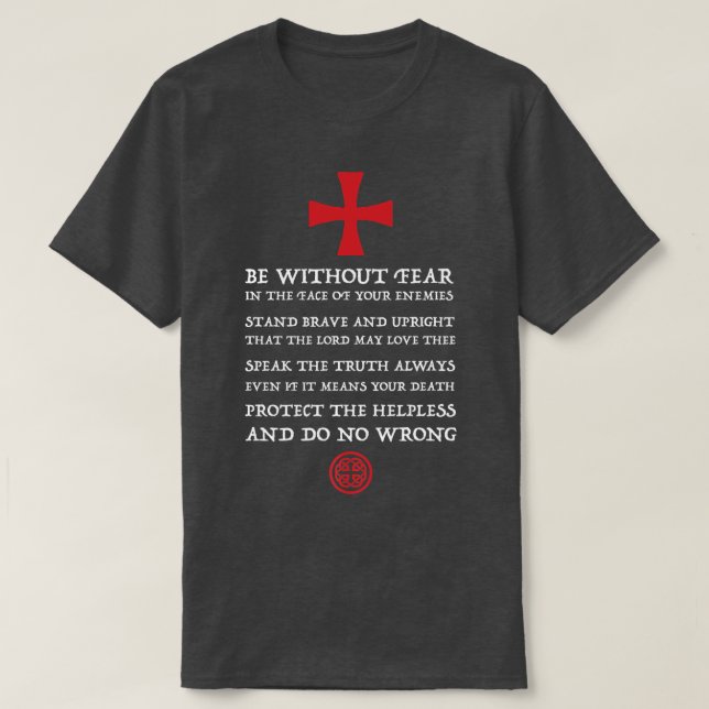 Mens Crusader Knight  Knights Templar Code T   Hol Shirt (Design framsida)