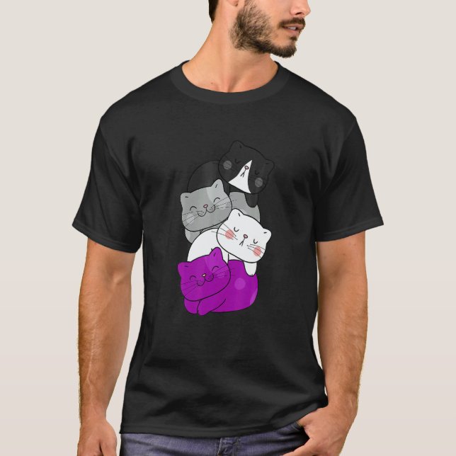 Mens Cute LGB Asexual Flag Pride Cat LGB Cute Cats T Shirt (Framsida)
