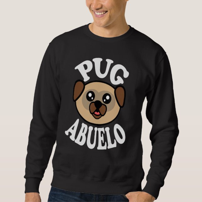 Mens Cute Pug Abuelo Lång Ärmad Tröja (Framsida)