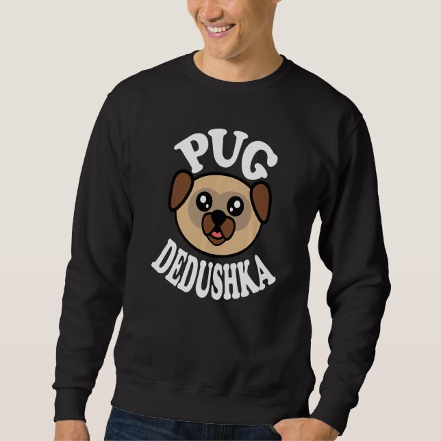 Mens Cute Pug Dedushka   Lång Ärmad Tröja (Framsida)