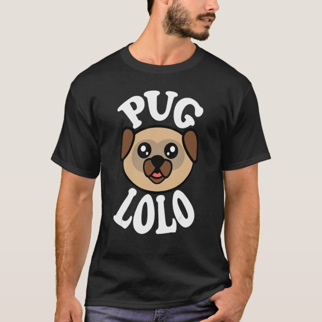 Mens Cute Pug Lolo T Shirt (Framsida)