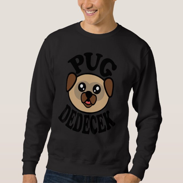 Mens Cute Pug   Pug Dedecek Lång Ärmad Tröja (Framsida)