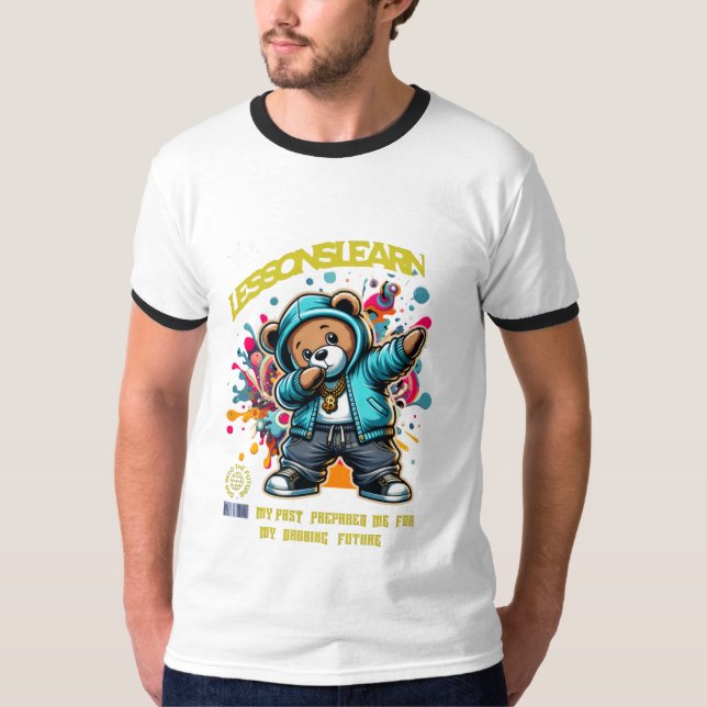 MEN'S DABBING FUTURE LESSONS LEARN RINGER T SHIRT  (Framsida)