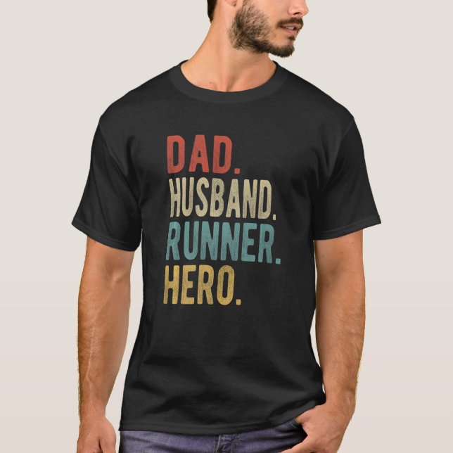 Mens Dad Husband Runner Hero T Shirt (Framsida)