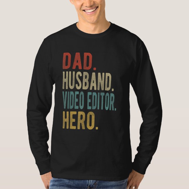Mens Dad Husband Video Editor Hero T Shirt (Framsida)