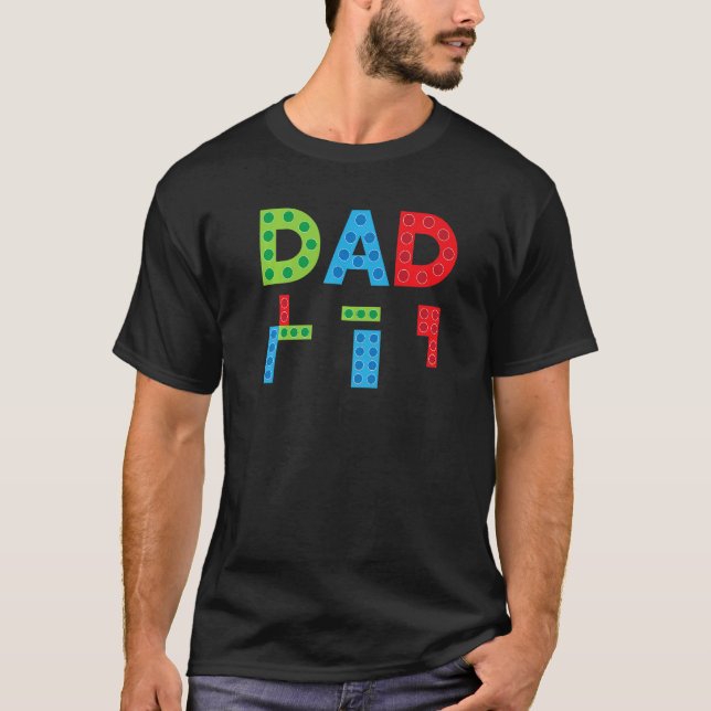 Mens Dad Master Builder Father Building Blocks Bri T Shirt (Framsida)