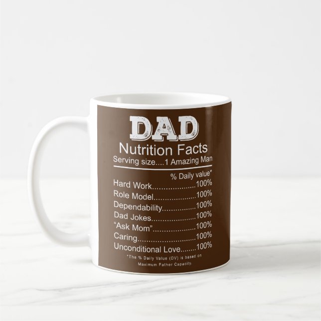 Mens Dad Nutrition Facts Fathers Day Gift For Men Kaffemugg (Vänster)