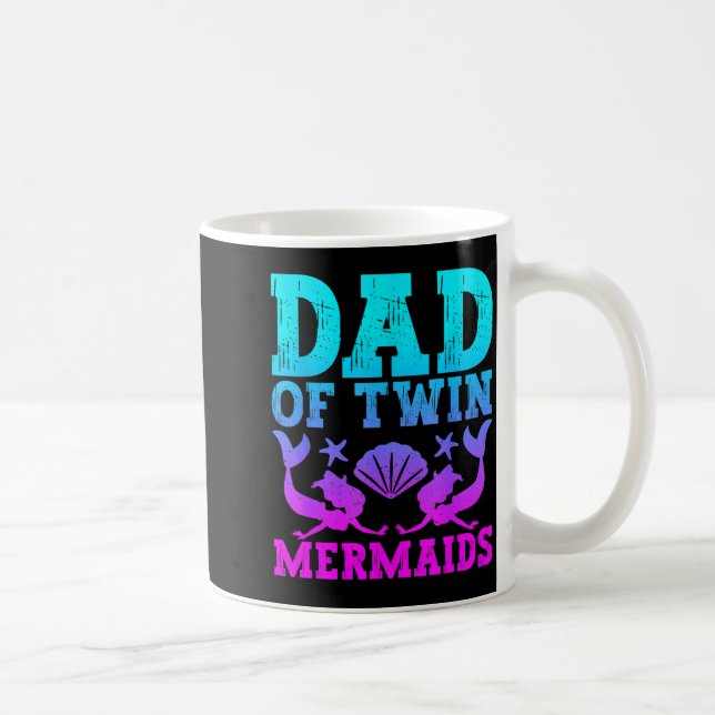 Mens Dad Of Twins Mermaid Father's Day Pregnancy A Kaffemugg (Höger)