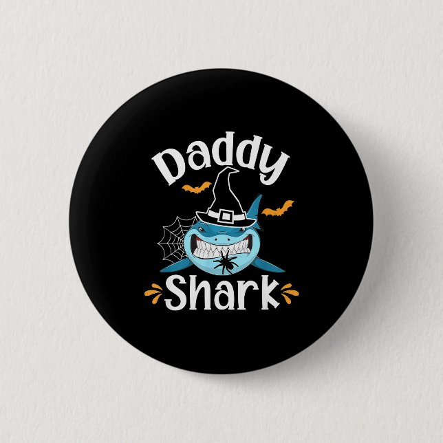 Mens Daddy Shark Funny Halloween Daddy Announcemen Knapp (Framsida)