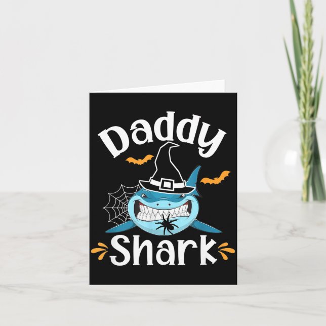 Mens Daddy Shark Funny Halloween Daddy Announcemen Kort (Framsida)