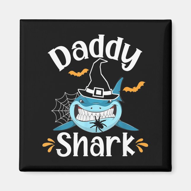 Mens Daddy Shark Funny Halloween Daddy Announcemen Magnet (Framsidan)