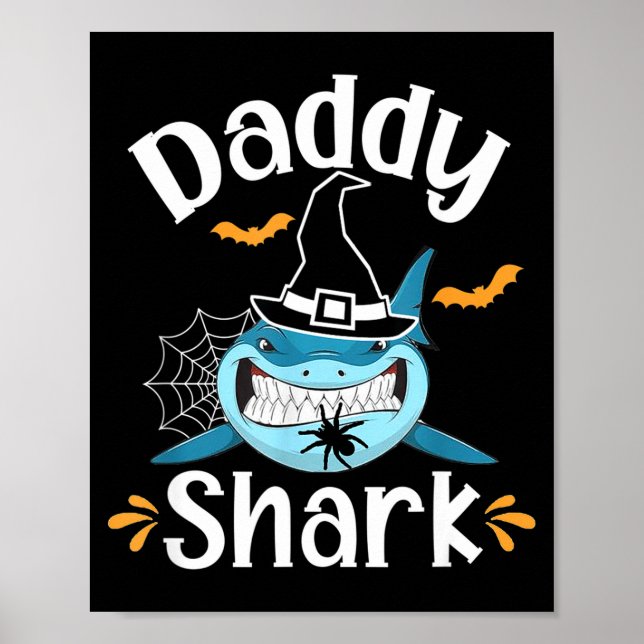 Mens Daddy Shark Funny Halloween Daddy Announcemen Poster (Framsidan)