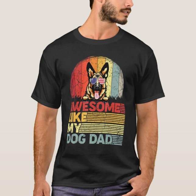 Mens Distressed Tysk Shepherd Awesome Liksom Min H T Shirt (Framsida)