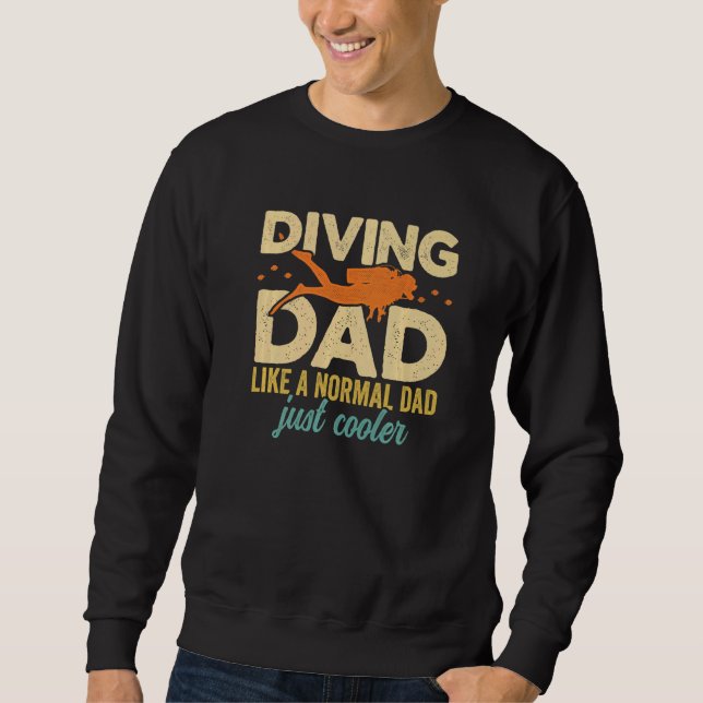 Mens Diving Dad Scuba Diver Underwater Snorkeling  Lång Ärmad Tröja (Framsida)