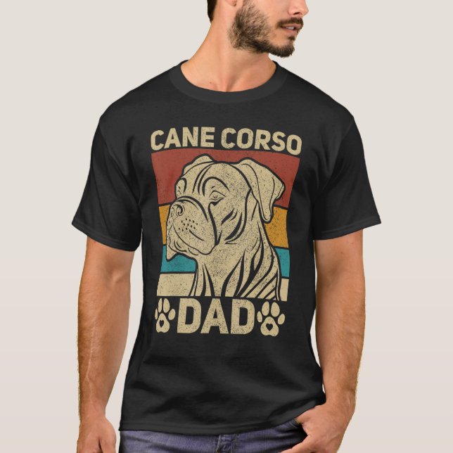 Mens Dog Papa Pet Owner Animal  Outfit Retro Cane  T Shirt (Framsida)