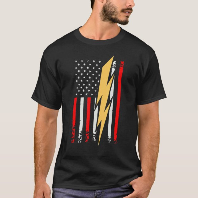 Mens Electrician Patriotic US Tee electricians Wir (Framsida)
