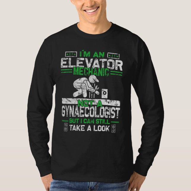 Mens Elevator Mechanic Installer Maintenance Techn T Shirt (Framsida)