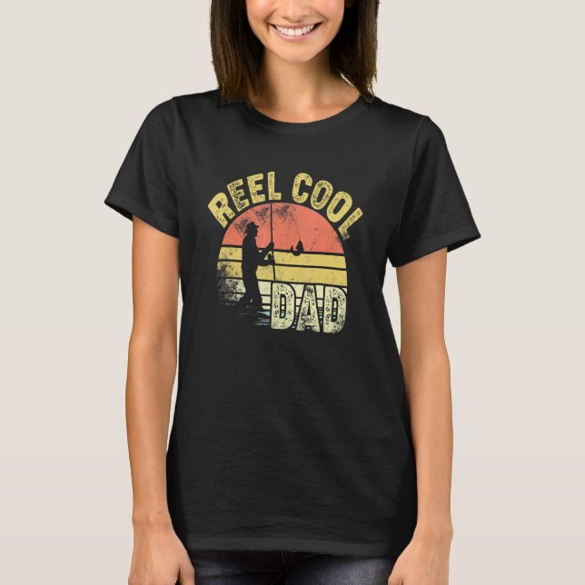 Mens Fars Dag Fiske Rulle Cool Pappa T Shirt (Framsida)