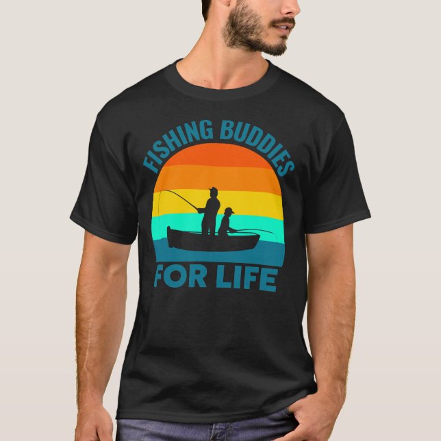 Mens Father and Son Fishing Buddies For Life T Shirt (Framsida)