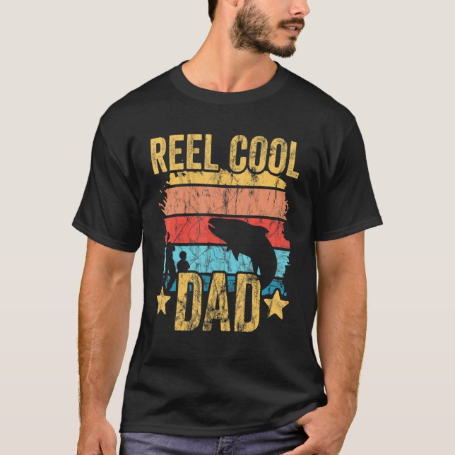 Mens Father And Son Fishing Retro Reel Cool Dad T Shirt (Framsida)