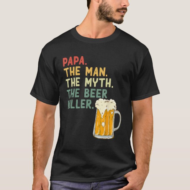 Mens  Father s Day Saying Papa Man Myth Beer Kille T Shirt (Framsida)