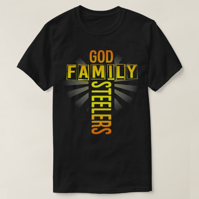 Mens Father's Day Gift God Family Steeler Cross Ch T Shirt (Design framsida)