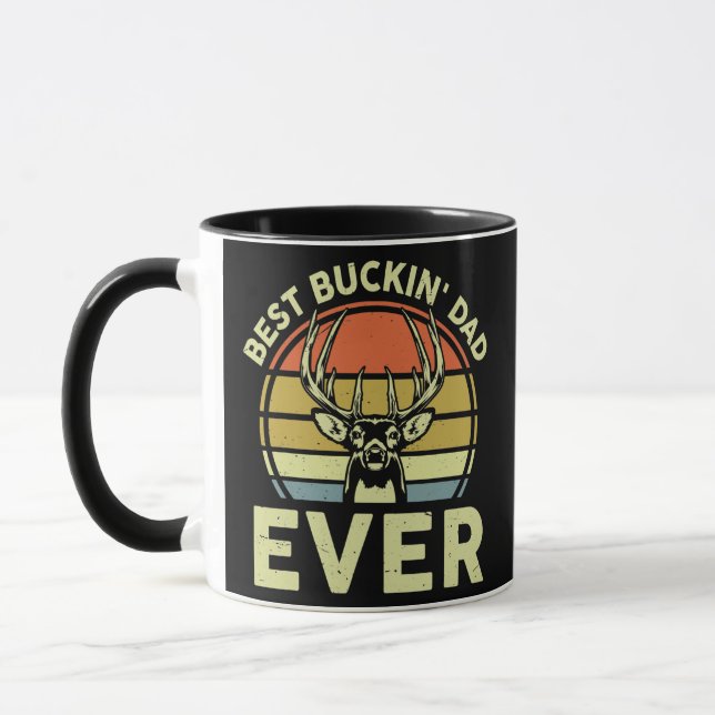 Mens Fathers Day Hunting Gift Best Buckin Dad Mugg (Vänster)