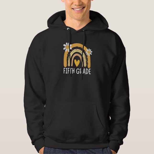 Mens Fifth Grade Teacher Life Cute Boho Rainbow In Hoodie (Framsida)