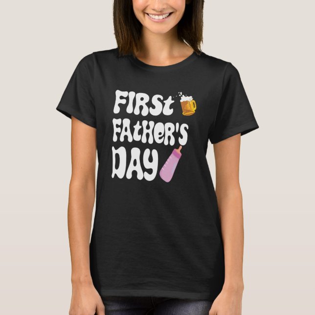 Mens First Father's Day Beer Baby Bottle Daddy 202 T Shirt (Framsida)