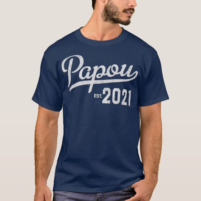 Mens First Time Papou 2021 Greek Grandpa Baby T Shirt (Framsida)